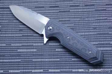   Hogue EX-02 3.75" Spear Point Flipper, Satin Finish Blade, Black / Gray / Lava G-Mascus G10 Handle