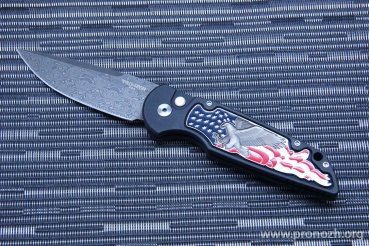    Pro-Tech TR-3 B. Shaw Designed "3D coin struck" Eagle Inlay, R. Thomas "Fire Ball" St. Damascus