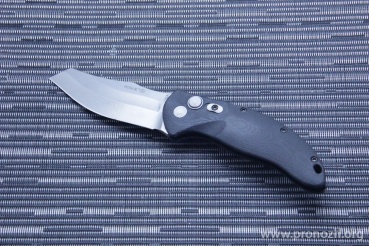    Hogue EX-A04 3.5" Wharncliffe Auto, Stone-Tumbled Blade, Black  G10 Handle