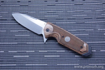   Hogue EX-02 3.75" Sig Sauer ASE  Spear Point Flipper, Stone-Tumbled Blade, Checkered Walnut Handle