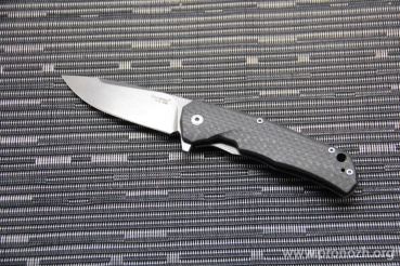 C  Lion Steel T.R.E. (Three Rapid Exchange), Satin Blade, Carbon Fiber / Matte Titanium Handles, Gray Accents