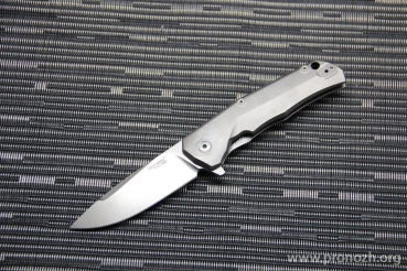 C  Lion Steel T.R.E. (Three Rapid Exchange), Satin Blade, Matte Titanium Handles, Gray Accents