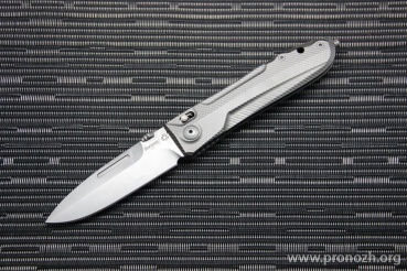 C  Lion Steel Big Daghetta, Satin Finish D2 Blade, Milled Titanium Handles