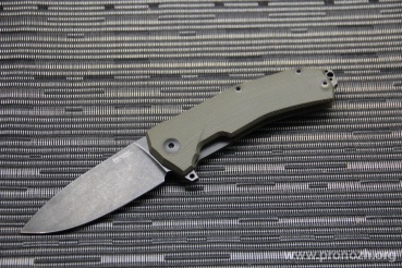 C  Lion Steel KUR IKBS Flipper, BlackWash Finish Blade, Green G-10 Handle