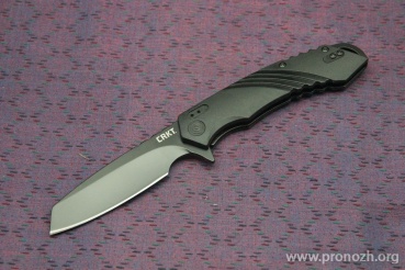   CRKT Directive Flipper, Black Oxide Finish Tanto Blade, Black Two Tone GRN Handles