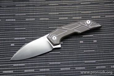   Fox Fox "Phoenix" Ball Bearing Flipper, 2-Tone: Satin / Polished Blade, Brown Anodized Titanium Handle