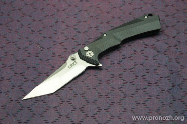   CRKT The Tighe Tac Two Ball Bearing Flipper, Satin Finish Tanto Blade, Black GRN Handles