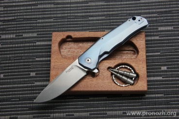 C  Lion Steel T.R.E. (Three Rapid Exchange), Satin Blade, Blue Titanium Handles, Blue Accents