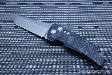    Hogue EX-01 3.5" Tanto Auto, Stone-Tumbled Blade, Black / Gray G-Mascus G10 Handle