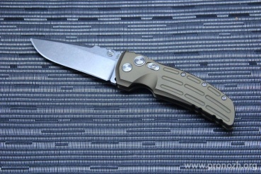   Hogue EX-01 3.5" Drop Point, Stone-Tumbled Blade, Green Aluminum Handle