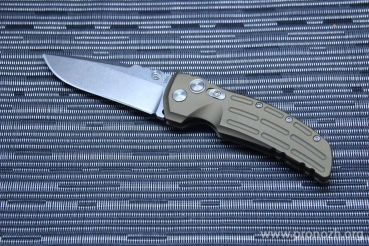   Hogue EX-01 3.5" Drop Point, Stone-Tumbled Blade, Green Aluminum Handle