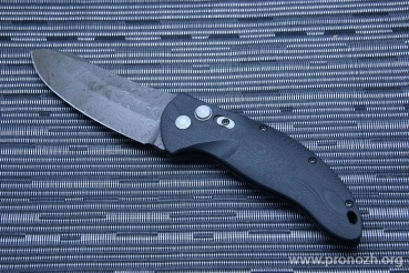    Hogue EX-04 4" Upswept Auto, Chad Nichols Damascus Blade, Black G-Mascus G10 Handle