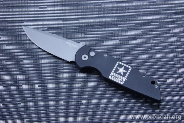 Складной автоматический нож Pro-Tech TR-3 U.S. ARMY, Beadblast Blade, Black Anodized Aluminum Handle with US Army Logo Laser Etched