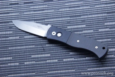    Pro-Tech Emerson, Spear-Point  Plain Edge, Stonewash Blade, Black Aluminum & Carbon fiber Handle