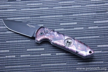    Pro-Tech Rockeye, DLC Coating Blade, Aluminum Handle with P. Kellett's "Anographics "Brickwork" Anodized and B. Shaw's Skull