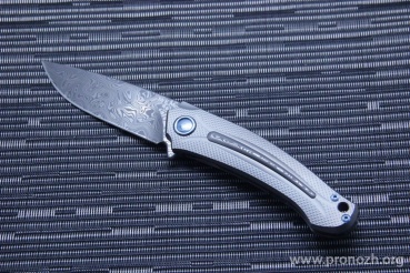   MKM Knives  Arvenis, Damascus Steel, Titanium Handle with Damasteel  Inlay