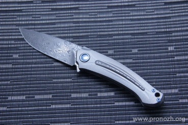   MKM Knives  Arvenis, Damascus Steel, Titanium Handle with Damasteel  Inlay