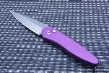    Pro-Tech Newport, Stonewashed Blade, Crucible CPM S35VN Steel, Purple Aluminum Handle