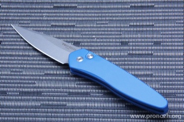    Pro-Tech Newport, Stonewashed Blade, Crucible CPM S35VN Steel, Blue Aluminum Handle