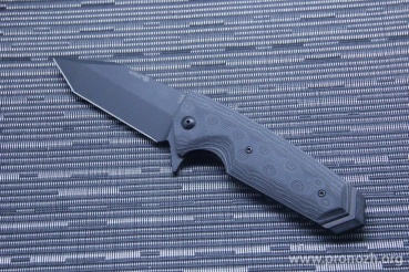   Hogue EX-02 3.75" Tanto Flipper, Black Blade, Black / Gray / Lava G-Mascus G10 Handle