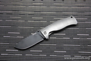 C  Lion Steel SR-1, Black PVD-Coated Blade, Gray Anodized Titanium Handle