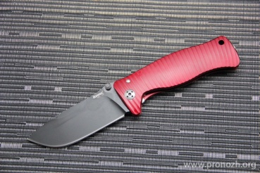 C  Lion Steel SR-1, Black MilSpec Finish Blade, Red Anodized Aluminum Handle