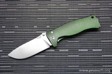 C  Lion Steel SR-1, Satin Finish Blade, Green Anodized Aluminum Handle