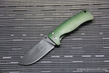 C  Lion Steel SR-1, Black MilSpec Finish Blade, Green Anodized Aluminum Handle