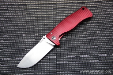 C  Lion Steel SR-1, Satin Finish Blade, Red Anodized Aluminum Handle