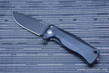 C  Lion Steel SR-11 Ball-Bearing Flipper, Black PVD-Coated Blade, Black Anodized Aluminum Handle