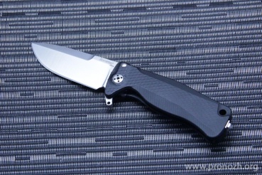 C  Lion Steel SR-22 Mini, Satin Finish Blade, Black Anodized Aluminum Handle