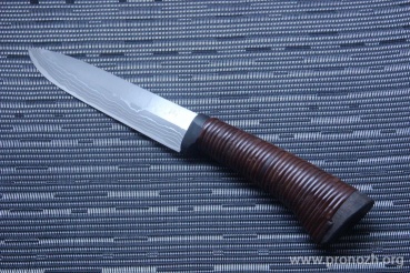   Maruyoshi "Tenchi" Hand Crafted, Shirogami Core Forged with Nickel Damascus, wrapped with Black Fuji-Maki (Wisteria Vine)