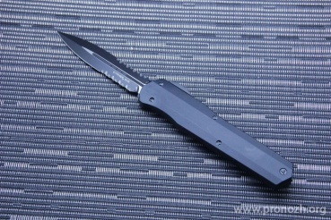      Microtech Cypher D/E Black Aluminium  Smootch Handle,  Black Blade , Tactical Partial Serrated