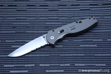   SOG Flash II, Satin Finish Blade, Aus-8 Steel, Gray Aluminum Handle, Combo Edge