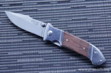   SOG Fielder Mini, Satin Finish Blade, 7Cr13 Steel, Wood Grain Handle