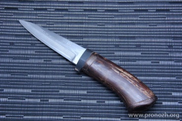    Maruyoshi Hand Crafted, Clip Point, Shirogami Core Forged with Nickel Damascus, Dark Brown Urushi Lacqueared Oak Wood
