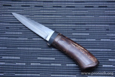    Maruyoshi Hand Crafted, Clip Point, Shirogami Core Forged with Nickel Damascus, Dark Brown Urushi Lacqueared Oak Wood