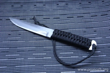   Maruyosh Ittetsu, Shirogami Core Forged with Nickel Damascus, Black Drab Paracord Wrap