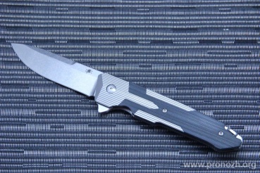   Spartan Blades "Kranos" Flipper, Contoured Gray Anodized Titanium Handle with Black G-10 Inlays, Stonewashed  Blade