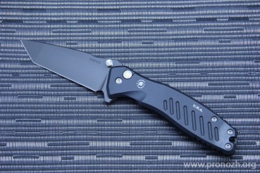   Spartan Blades "Pallas" Tanto Flipper, Black Aluminum Handles, Black DLC-Coated Crucible