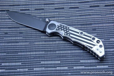   Spartan Blades, Harsey Folder, Black DLC-coating  Blade, USA Flag Engraved Titanium Handle