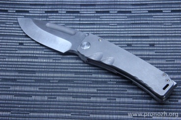   Medford Knife & Tool  Marauder Drop Point, Stonewash Blade, D2 Tool Steel, Tumbled Titanium Handle