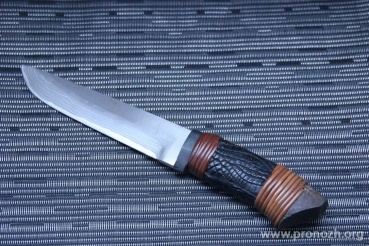    Maruyoshi IWA-20, by Saji Takeshi, Shirogami Core Forged with Nickel Damascus, Crocodile Skin wrapped with Brown Fuji-Maki (Wisteria Vine)