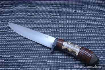    Maruyoshi Hand Crafted by Saji Takeshi, Shirogami Core Forged with Nickel Damascus, Snake skin wrapped with Dark Brown Fuji-Maki (Wisteria Vine)