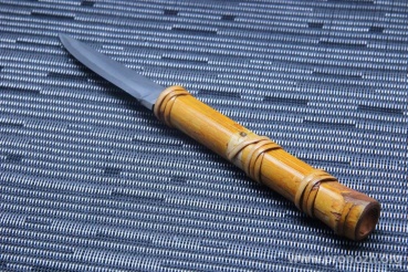    Maruyoshi Hand Crafted by Saji Takeshi, Shirogami San-Mai, Urushi Lacqueared Bamboo, wrapped with Fuji-Maki (Wisteria Vine)