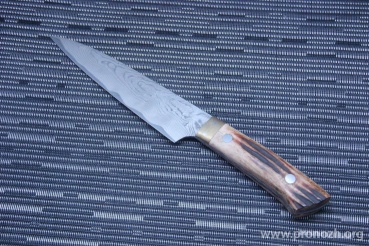    Maruyoshi Gyuto by Saji Takeshi, VG-10 Core Forged with Nickel Damascus, Stag Bone Handle