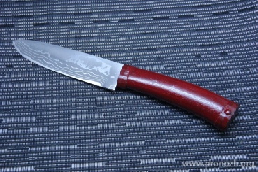   Maruyoshi Kiwami-Aka, Shirogami Core Forged with Nickel Damascus,Urushi Lacqueared Rosewood Handle