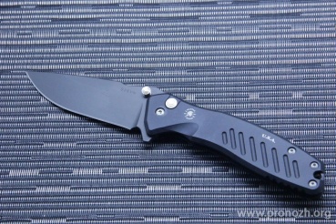   Spartan Blades Pallas Drop Point Flipper, Black Aluminum Handles, Black DLC-Coated Blade