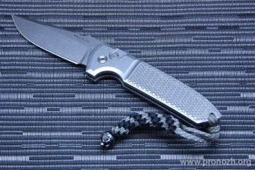    Pro-Tech Rockeye Custom Steel  Handle, Pearl Button, Stonewash Blade