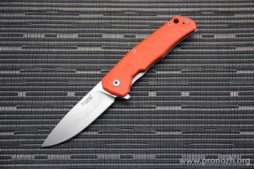 C  Lion Steel T.R.E. (Three Rapid Exchange), Satin Blade, Orange G10 / Matte Titanium Handles, Gray Accents